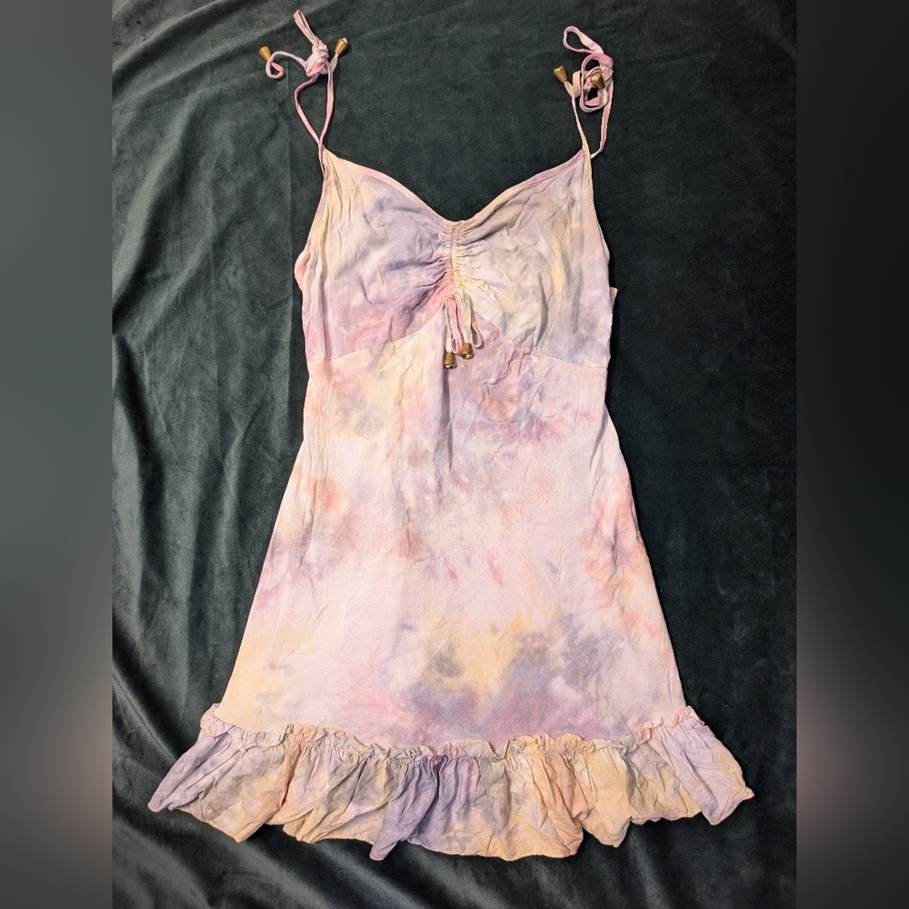 Tie-Dye Mini Dress With Ruffles